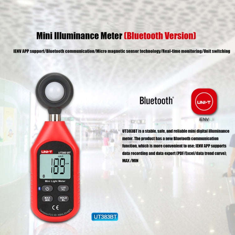 UNI-T UT383BT 200,000 LUX Digital Luxmeter Luminance Light Meter With LCD Backlit Display