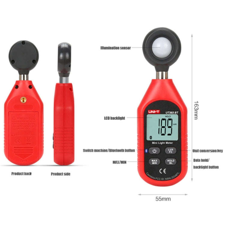 UNI-T UT383BT 200,000 LUX Digital Luxmeter Luminance Light Meter With LCD Backlit Display