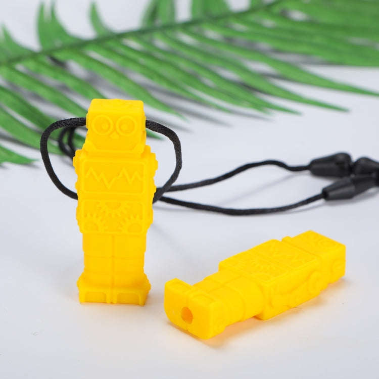 Silicone Robot Teether Baby Chewing Sensory Pendant Necklace(Yellow)
