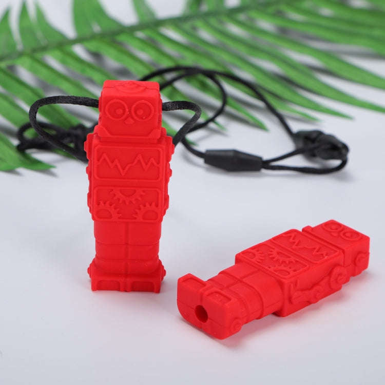 Silicone Robot Teether Baby Chewing Sensory Pendant Necklace(Red)