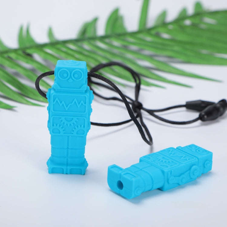 Silicone Robot Teether Baby Chewing Sensory Pendant Necklace(Blue)