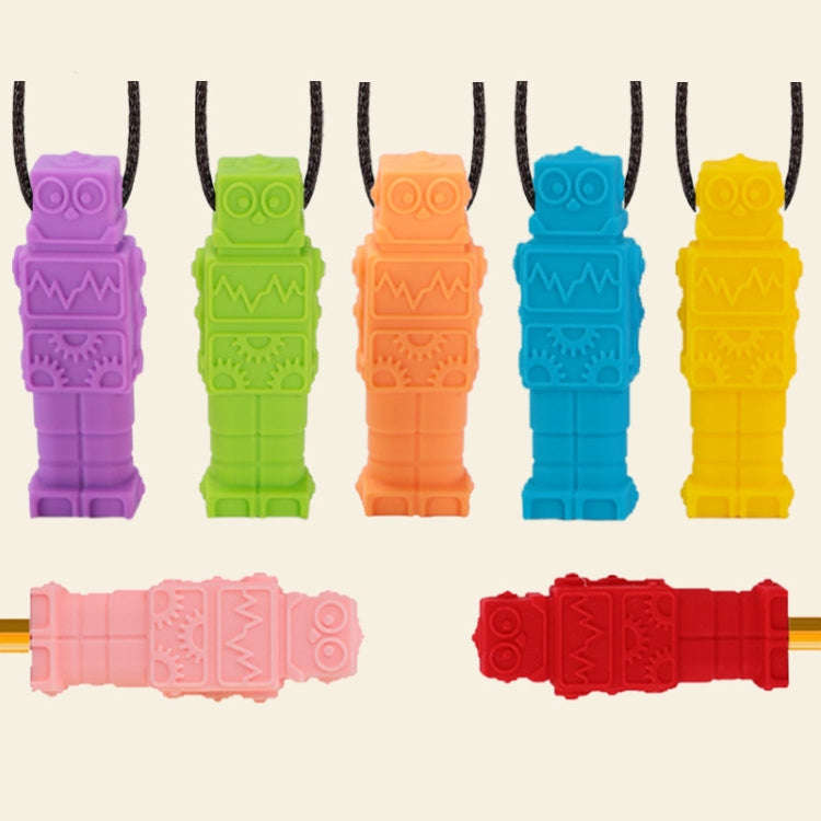 Silicone Robot Teether Baby Chewing Sensory Pendant Necklace(Red)