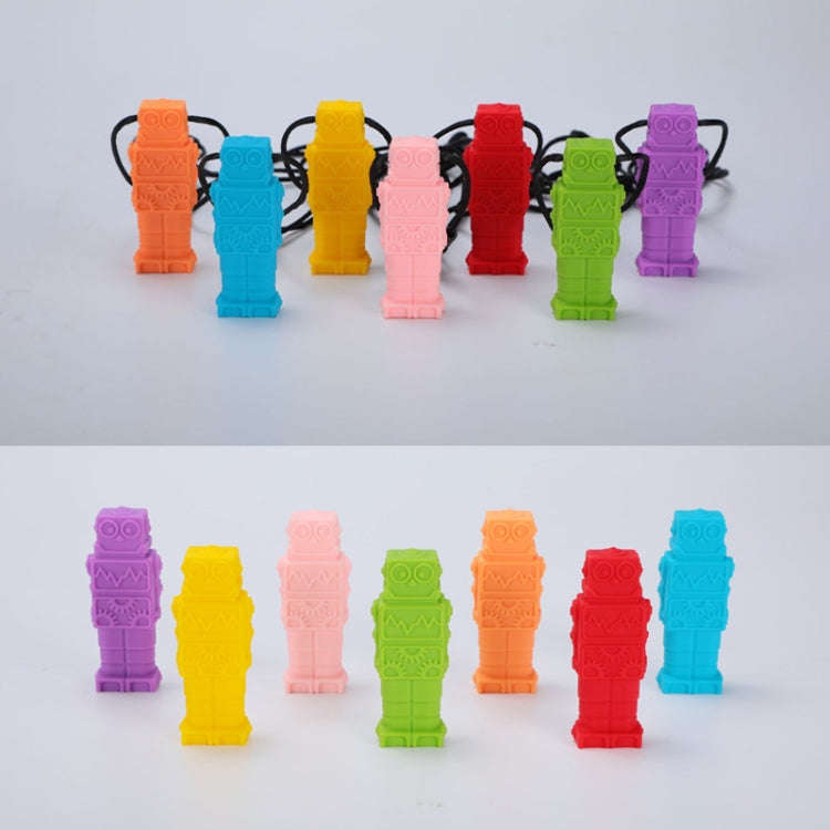Silicone Robot Teether Baby Chewing Sensory Pendant Necklace(Blue)