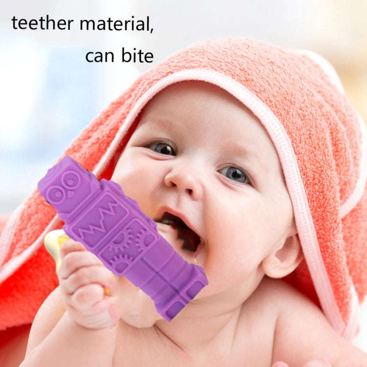 Silicone Robot Teether Baby Chewing Sensory Pendant Necklace(Orange)