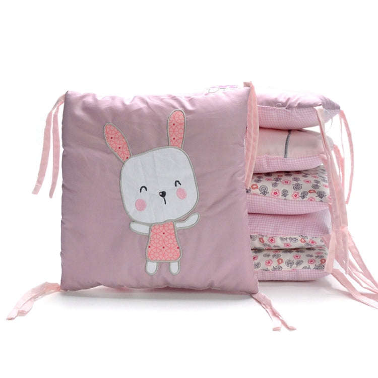 Crib Perimeter Embroidery Bunny Bedding Baby Cotton Anti-collision, Size:30 x 30 cm(Pink Six-piec...