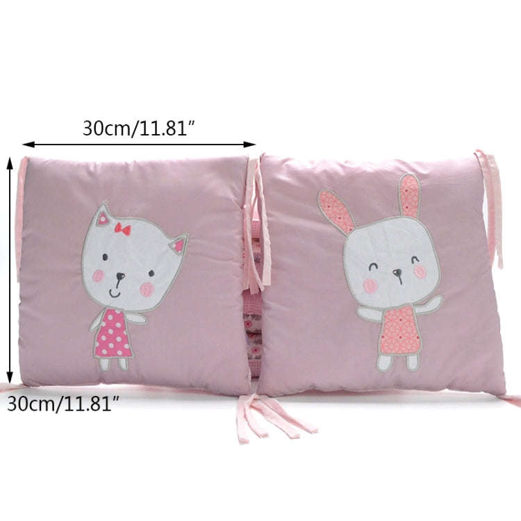 Crib Perimeter Embroidery Bunny Bedding Baby Cotton Anti-collision, Size:30 x 30 cm(Pink Six-piec...