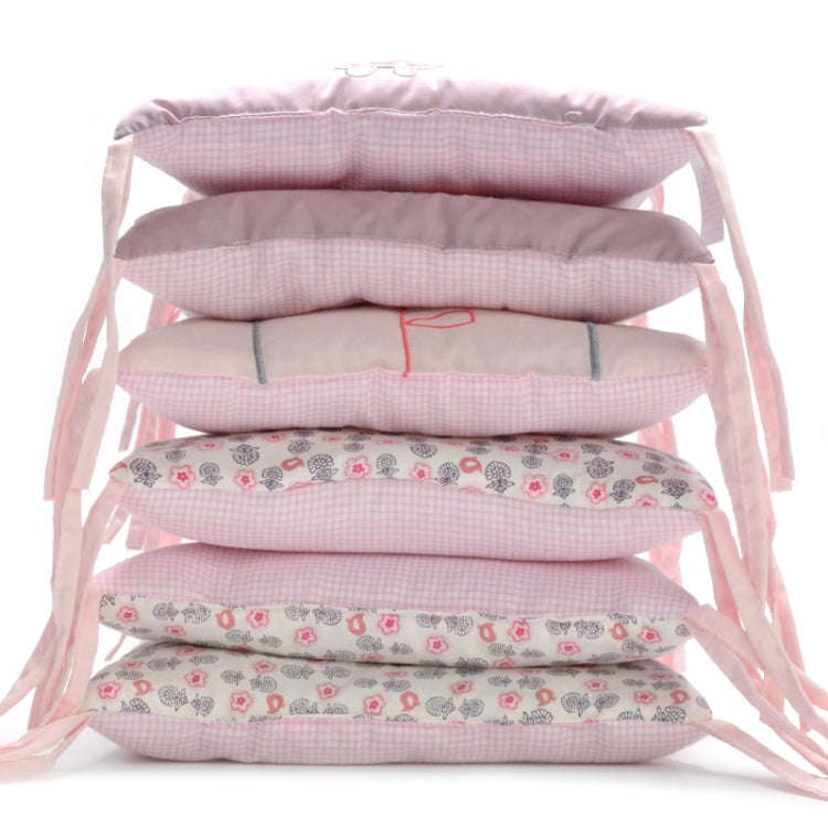 Crib Perimeter Embroidery Bunny Bedding Baby Cotton Anti-collision, Size:30 x 30 cm(Pink Six-piec...