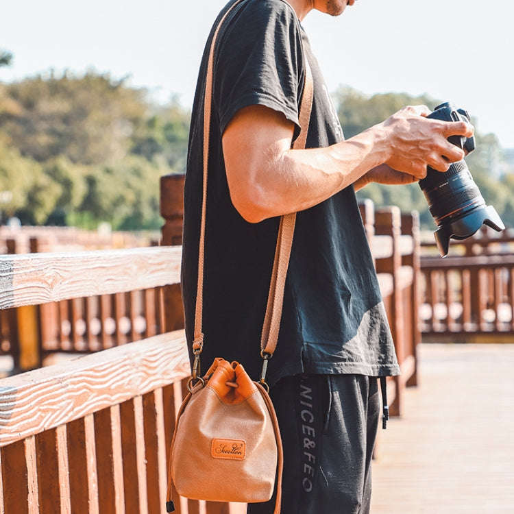 S.C.COTTON Camera Lens Protection Bag Liner Bag Waterproof Camera Storage Bag, Size: L(Khaki)