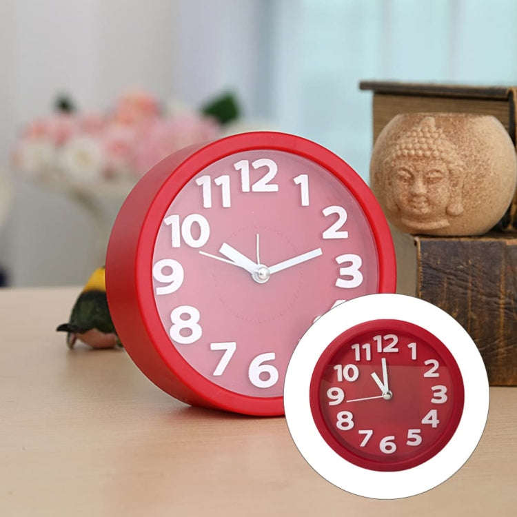 Round 12cm Candy Color Stereo Digital Silent Alarm Clock Children Student Alarm Clock(Red)