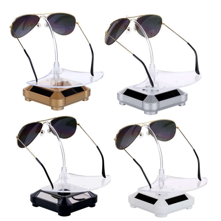 Solar 360 Degree Rotating Turntable Colorful Lights Glasses Display Stand(Gold)