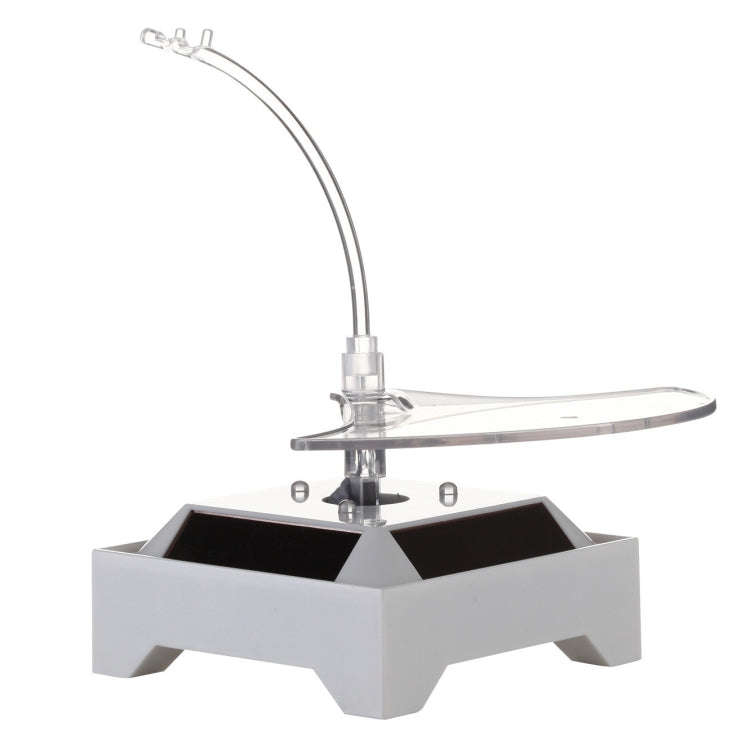 Solar 360 Degree Rotating Turntable Colorful Lights Glasses Display Stand(Silver)