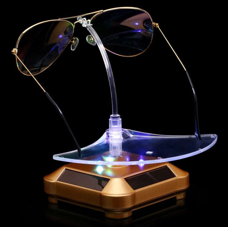 Solar 360 Degree Rotating Turntable Colorful Lights Glasses Display Stand(White)