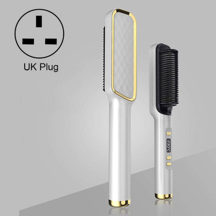 ZF-888 60W Dual-Purpose Splint Electric Curling Comb For Straight Hair And Curly Hair UK Plug(White)