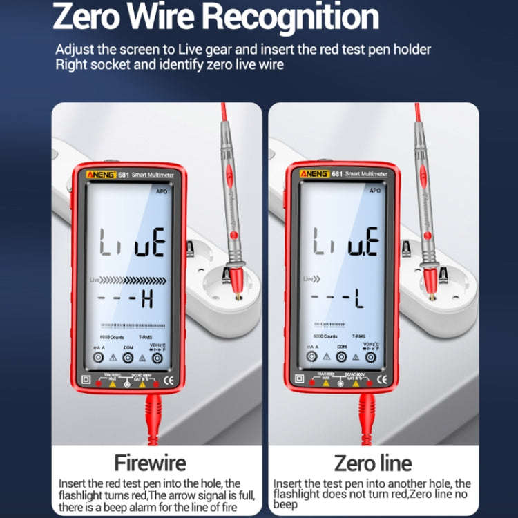 ANENG 681 LCD Digital Display Screen Smart Automatic Range Rechargeable Multimeter(Red)