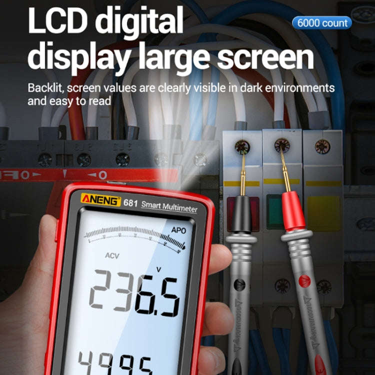 ANENG 681 LCD Digital Display Screen Smart Automatic Range Rechargeable Multimeter(Black)