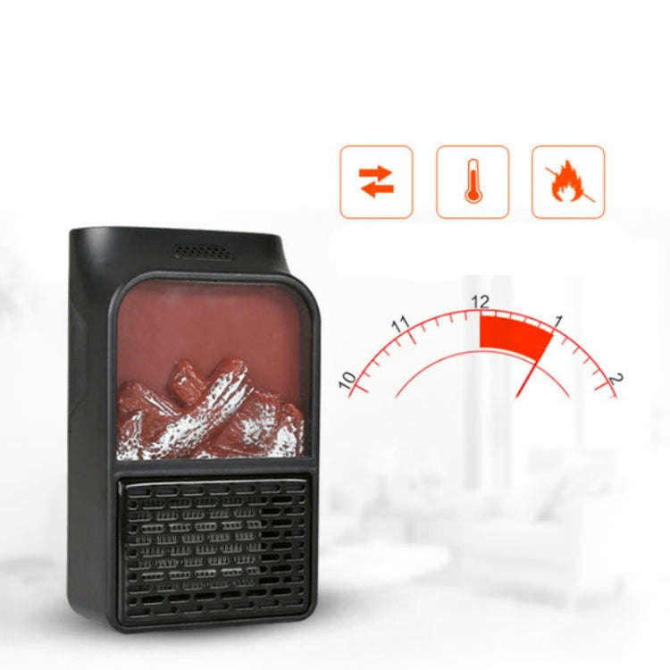 Flame Simulation Mini Portable Desktop Heater, Style:Without Remote Control, Plug Type:EU(Black)