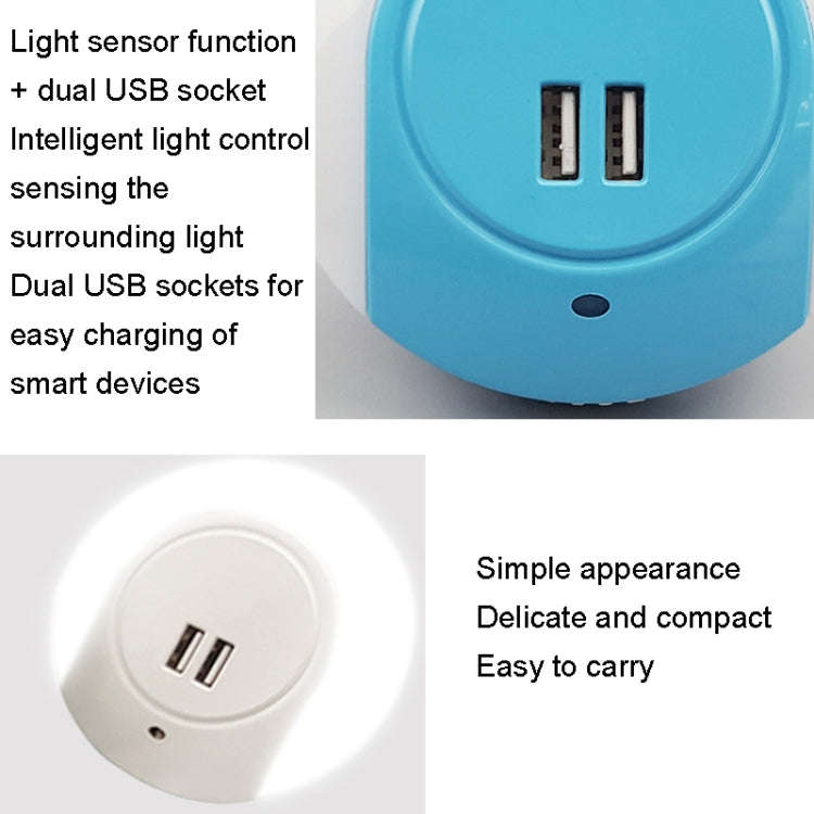 A78B LED Night Light With USB Port Intelligent Light Control Sensor Light, Plug:EU Plug(White)