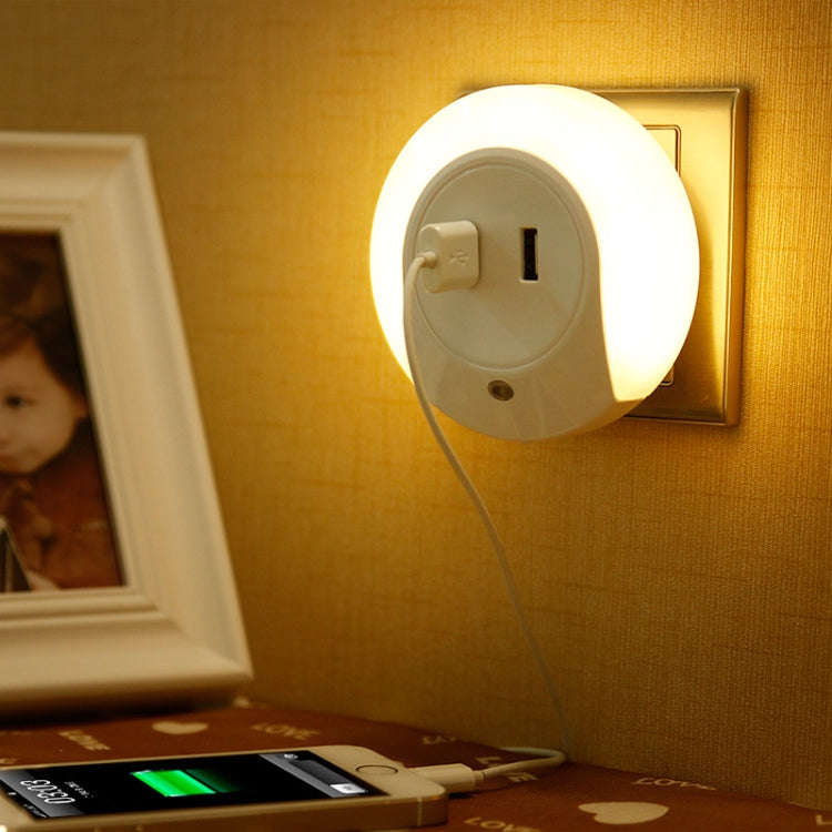 A78B LED Night Light With USB Port Intelligent Light Control Sensor Light, Plug:EU Plug(White)