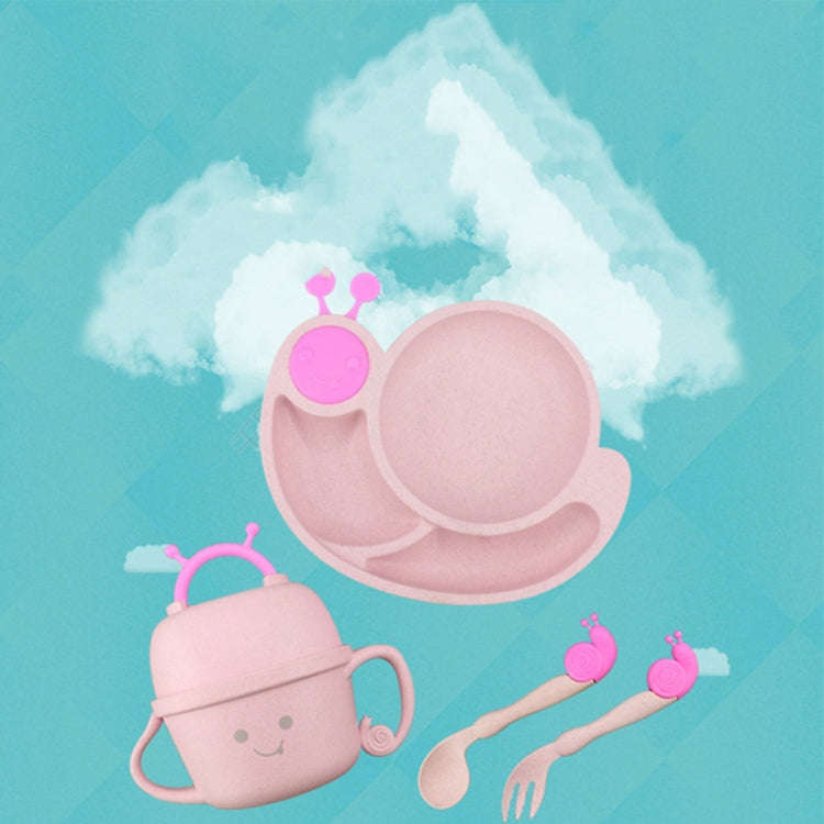 Creative Anti-scald Children Tableware Baby Snail Compartment Spoon Cup Bowl(Pink)