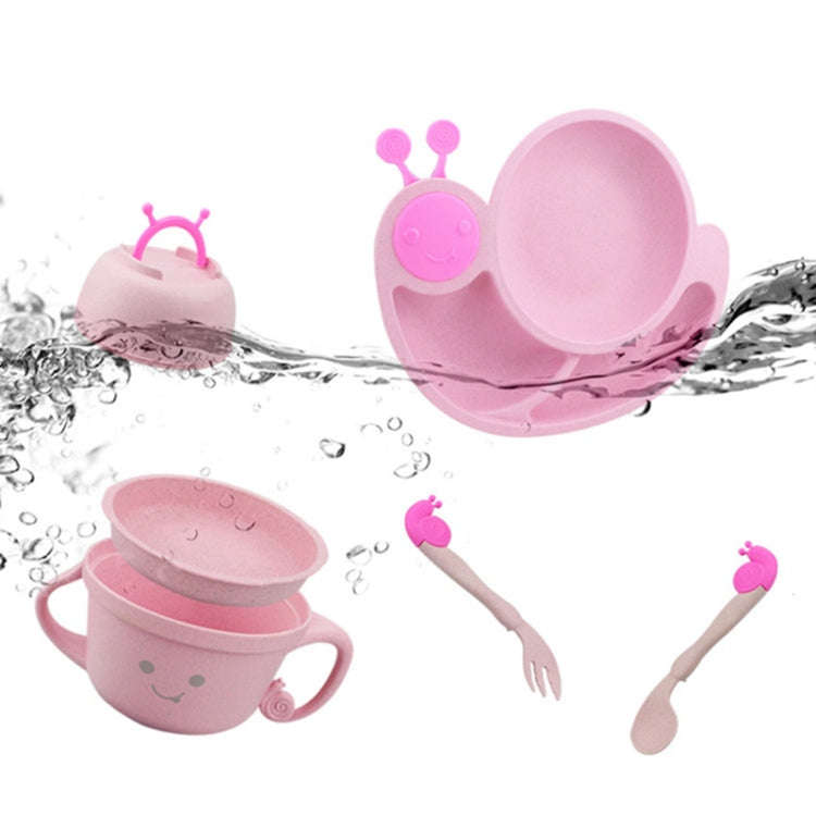 Creative Anti-scald Children Tableware Baby Snail Compartment Spoon Cup Bowl(Green)