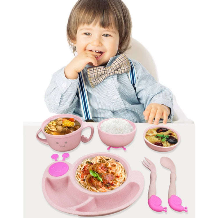 Creative Anti-scald Children Tableware Baby Snail Compartment Spoon Cup Bowl(Green)