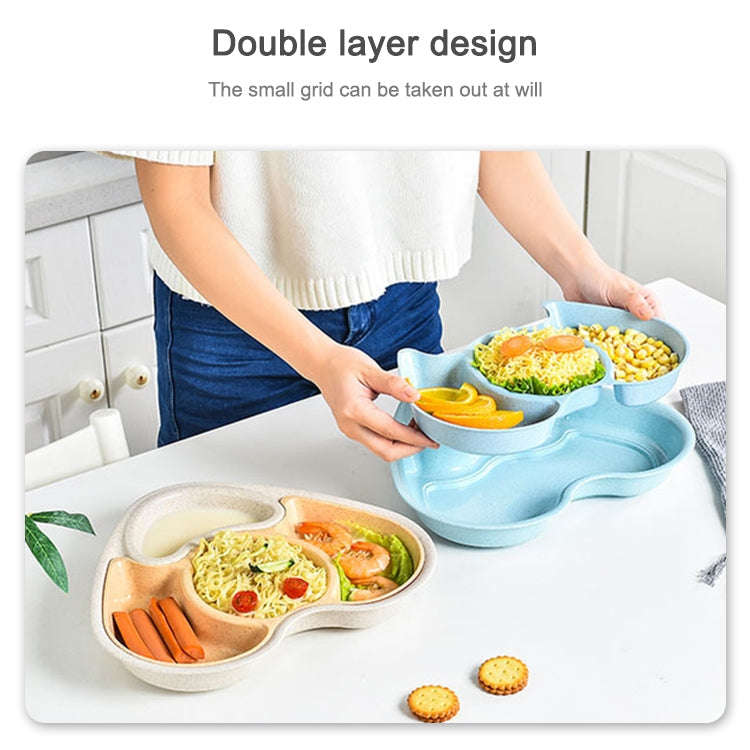 Children Tableware Baby Kindergarten Divided Plate(Beige Yellow)
