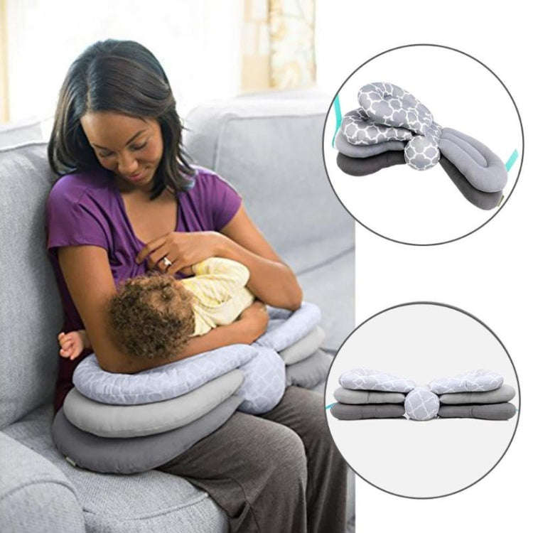 Baby Feeding Pillow Multi-functional Newborn Baby Breastfeeding Artifact Anti-vomiting Crib(Gray)