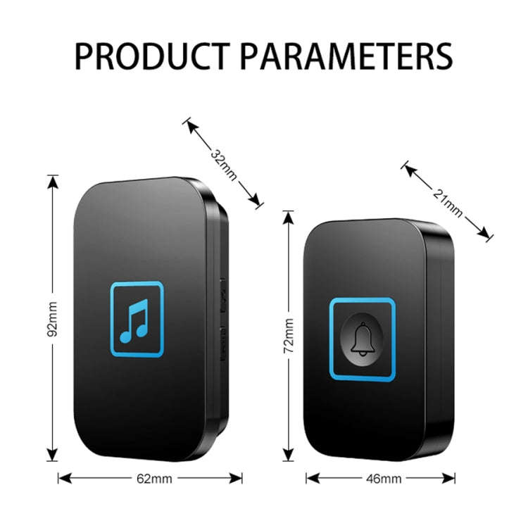 CACAZI A86 Electronic Music Remote Control Doorbell One For One AC Wireless Doorbell, Style:EU Pl...