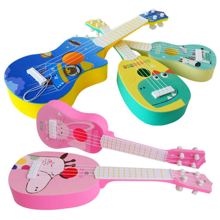 Yellow Dinosaur Small Simulation Musical Instrument Mini Four Strings Playable Ukulele Early Chil...