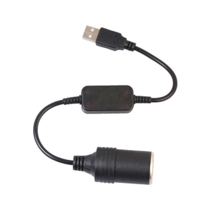 Car Converter Adapter Wired Controller USB to Cigarette Lighter Socket 5V to 12V Boost Power Adap...