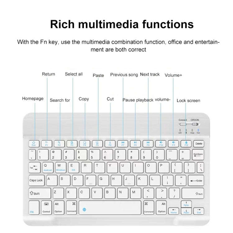 YS-001 9.7-10.1 Inch Tablets Phones Universal Mini Wireless Bluetooth Keyboard, Style:Only Keypad...