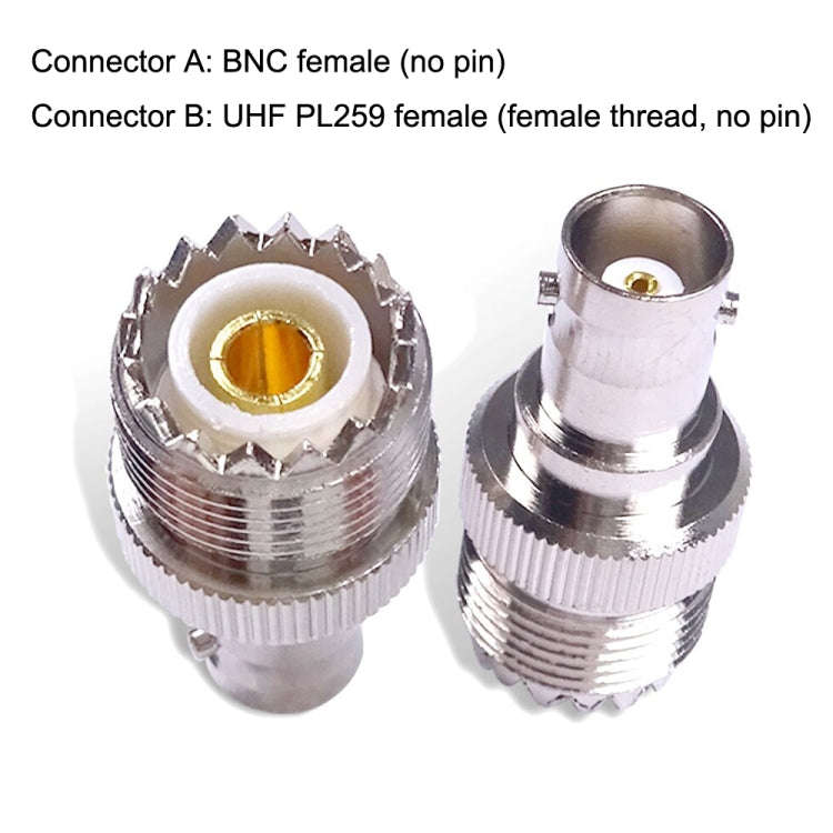 BNC Female Jack To UHF PL-259 Female Straight Type RF Coax Adapter Connector