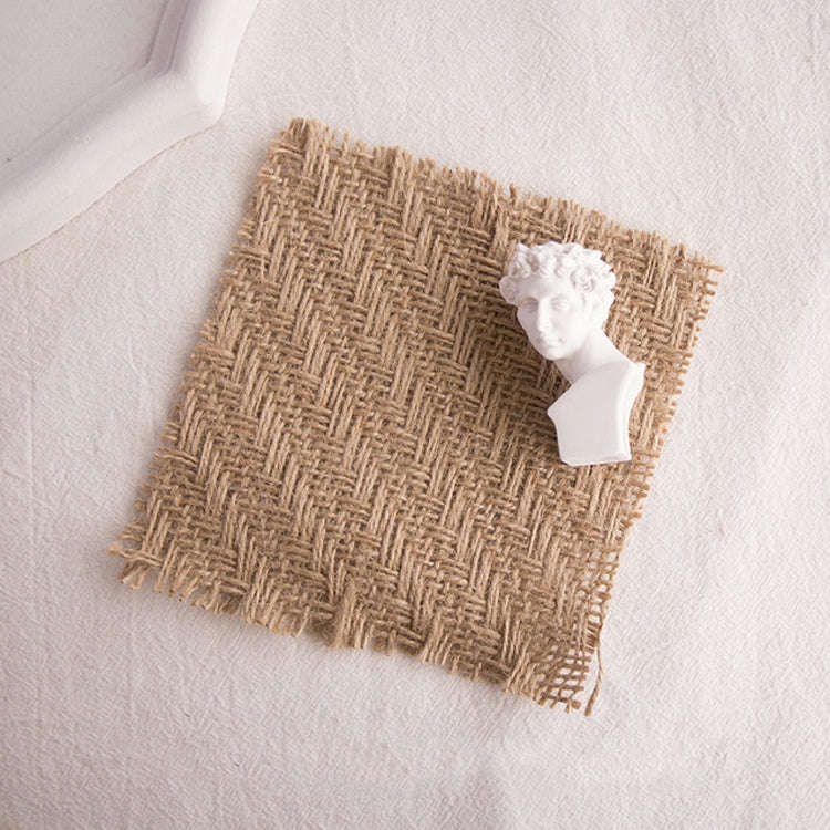 10 PCS 12x12cm Torn Edges Vintage Coarse Jute Scented Candle Coaster Photography Decoration Props...