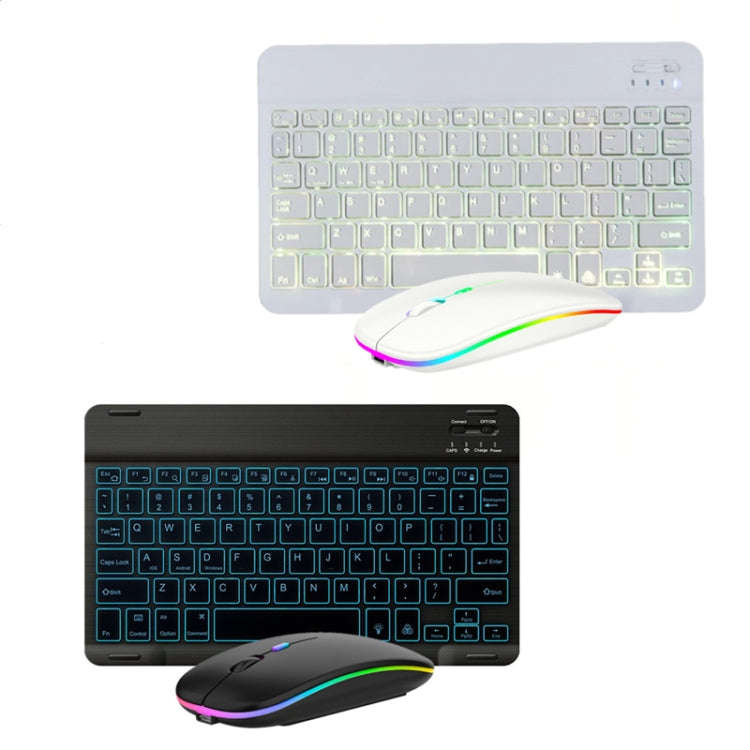 10 Inch RGB Colorful Backlit Bluetooth Keyboard And Mouse Set For Mobile Phone / Tablet(Black)