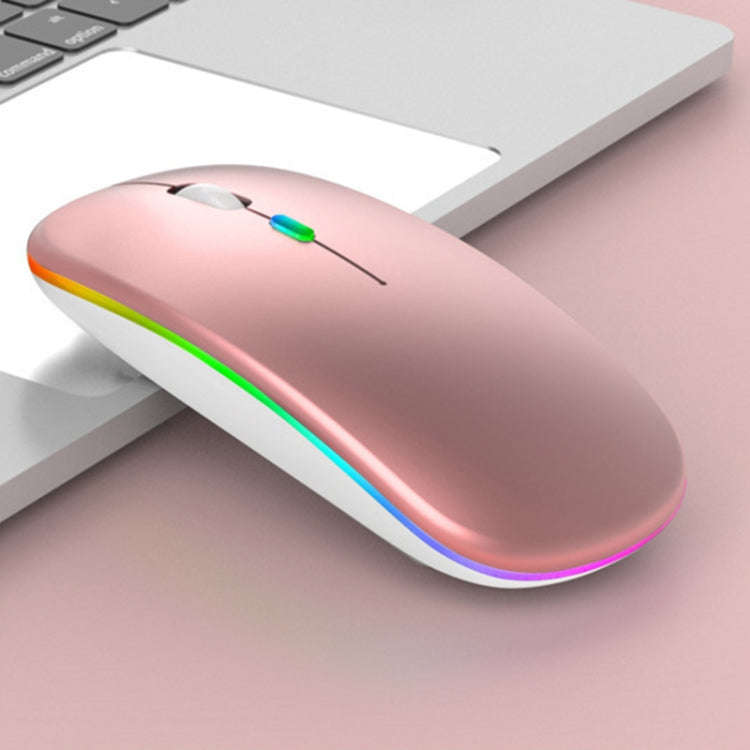 3 Keys RGB Backlit Silent Bluetooth Wireless Dual Mode Mouse (Rose Gold)