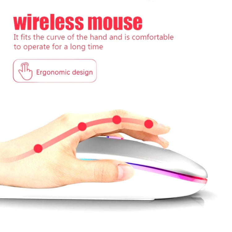 3 Keys RGB Backlit Silent Bluetooth Wireless Dual Mode Mouse (Grey)