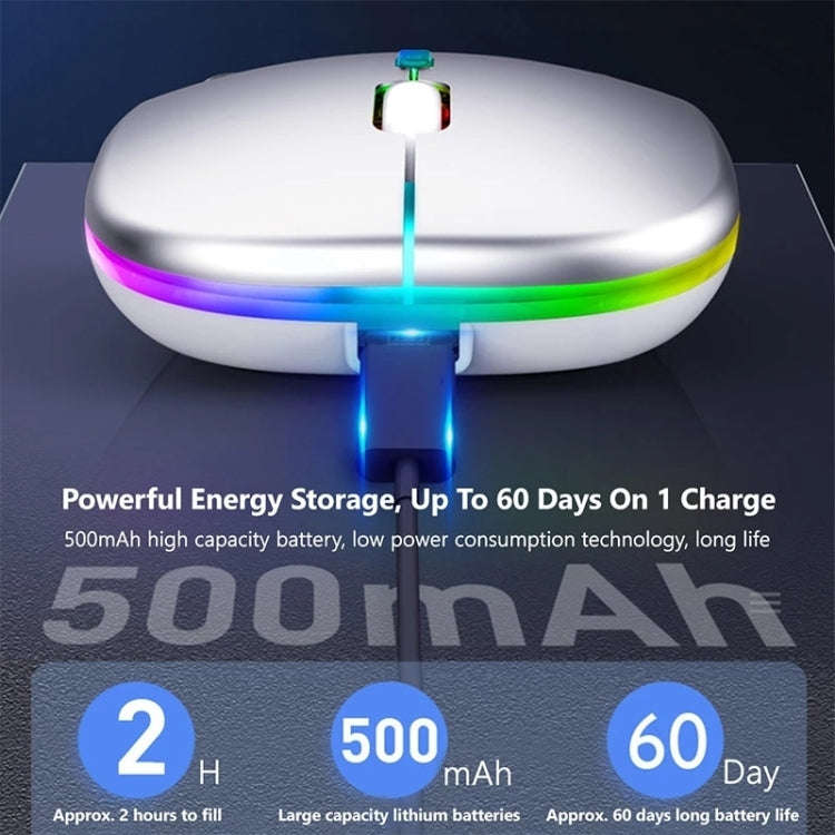 3 Keys RGB Backlit Silent Bluetooth Wireless Dual Mode Mouse (Grey)