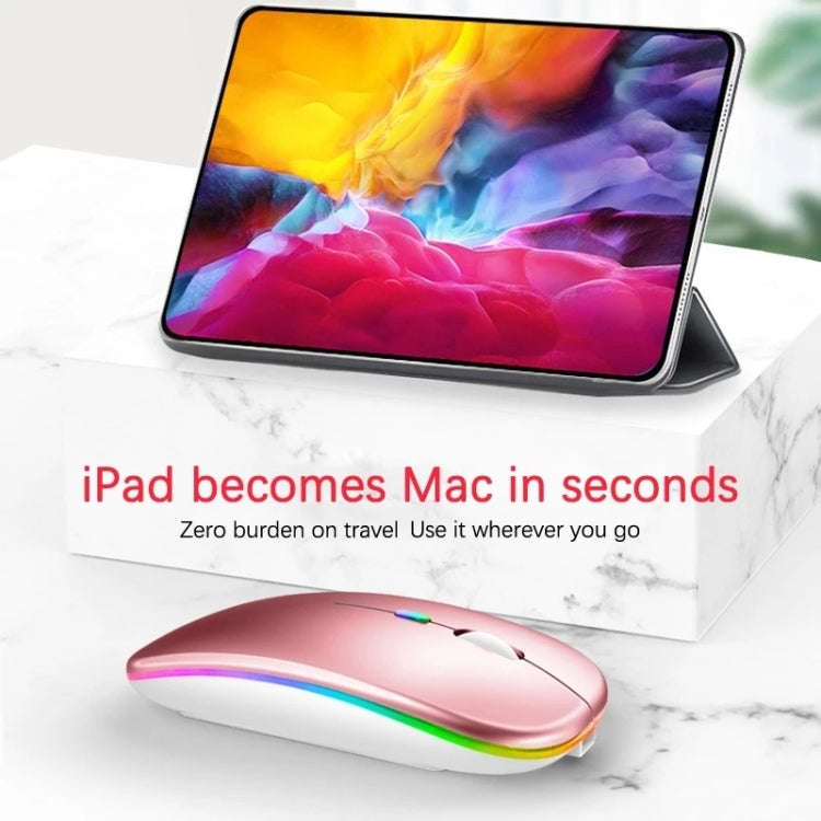 3 Keys RGB Backlit Silent Bluetooth Wireless Dual Mode Mouse (Rose Gold)