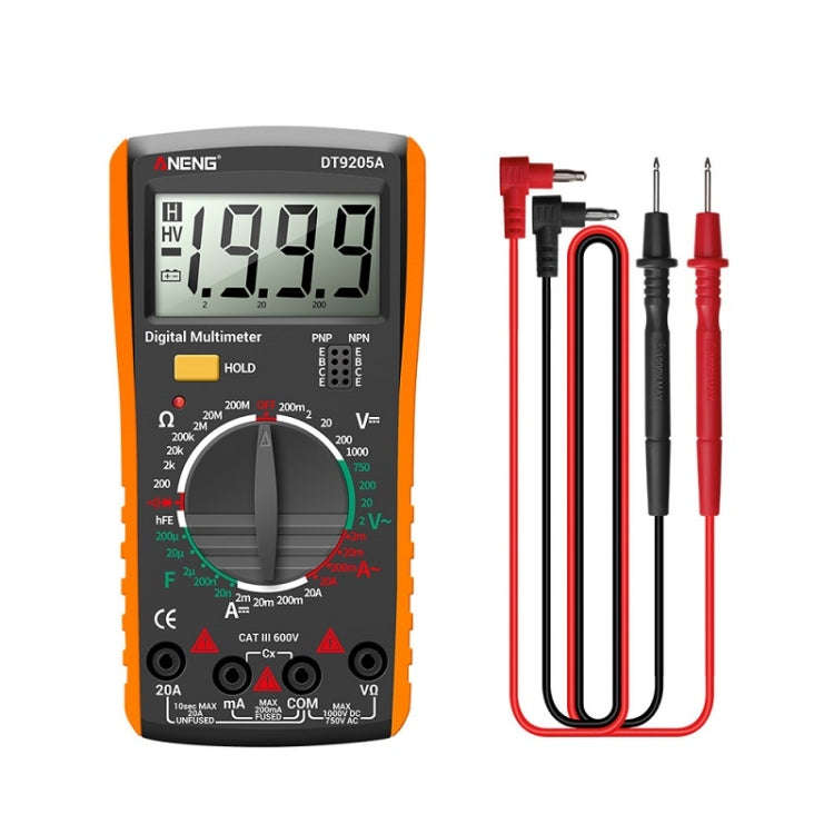 ANENG Automatic High-Precision Intelligent Digital Multimeter, Model:DT9205A HOLD Key(Orange)