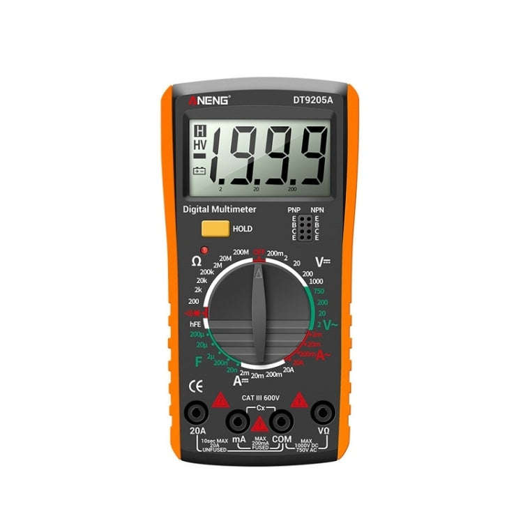 ANENG Automatic High-Precision Intelligent Digital Multimeter, Model:DT9205A HOLD Key(Orange)