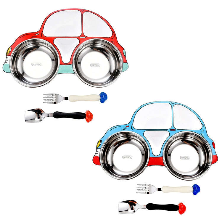 304 Stainless Steel Children Car Dinner Plate, Style:Blue