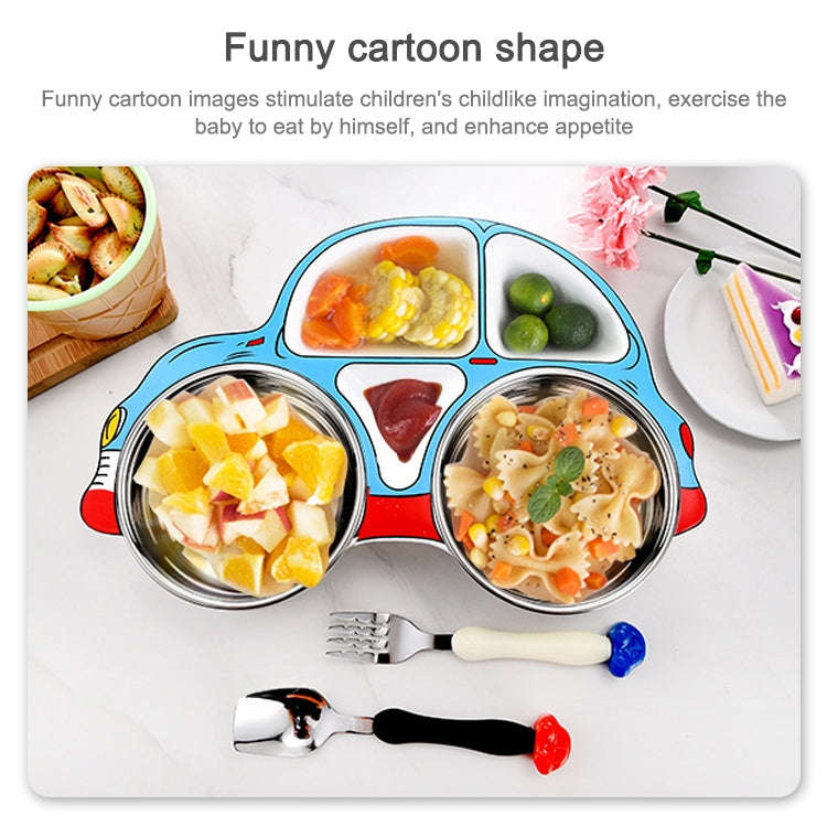 304 Stainless Steel Children Car Dinner Plate, Style:Blue