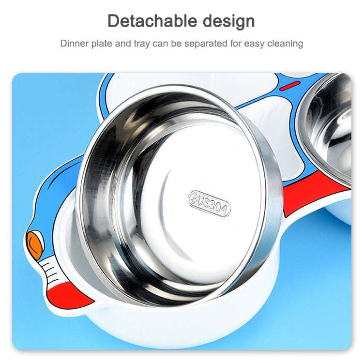 304 Stainless Steel Children Car Dinner Plate, Style:Blue (removable and washable)