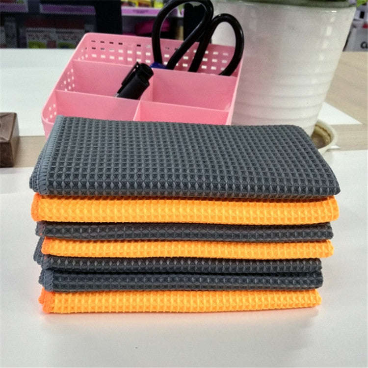 Pineapple Lattice Microfiber Lint-free Absorbent Honeycomb Car Washing Towel, Size:40x40cm(Gray)