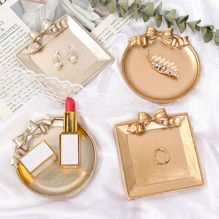 Vintage Resin Made Old Jewelry Earrings Tray Decorative Ornaments Photo Props, Style:Square(Gold)
