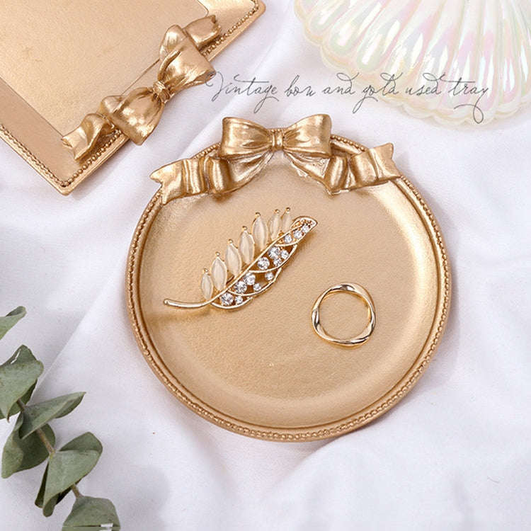 Vintage Resin Made Old Jewelry Earrings Tray Decorative Ornaments Photo Props, Style:Square(Gold)