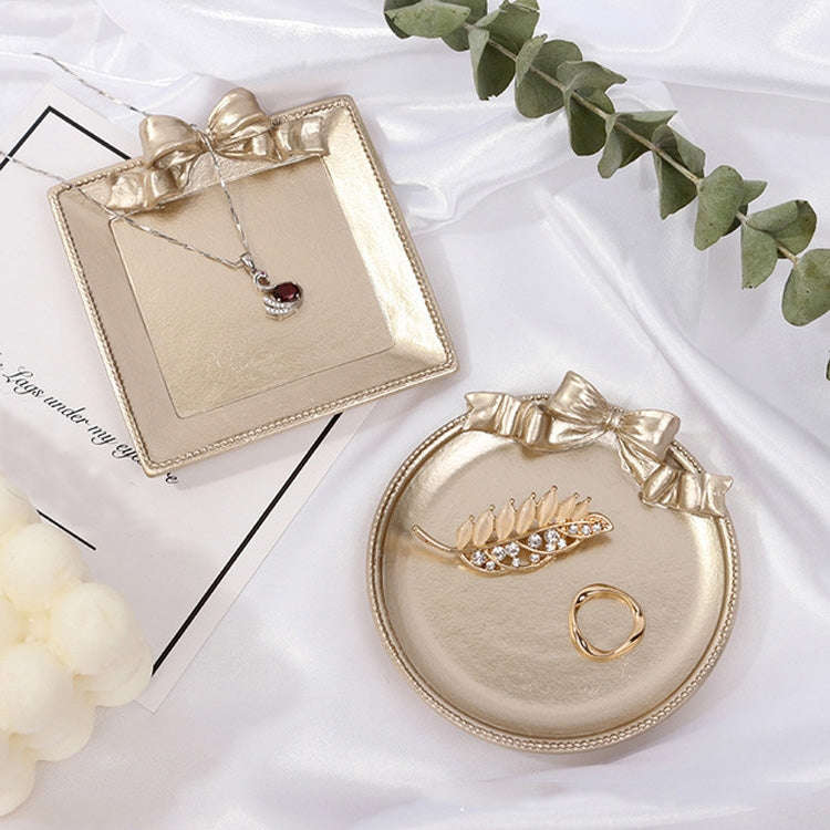 Vintage Resin Made Old Jewelry Earrings Tray Decorative Ornaments Photo Props, Style:Square(Gold)