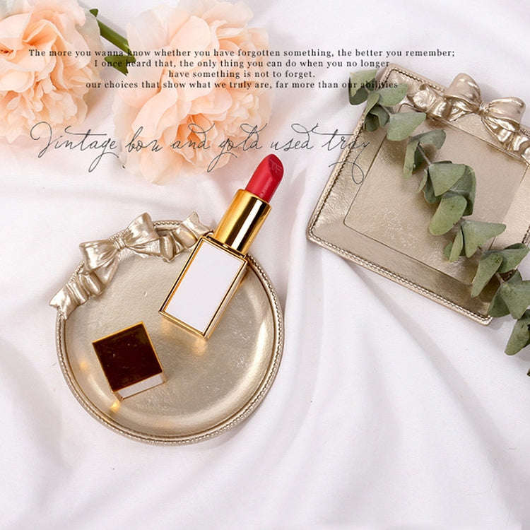 Vintage Resin Made Old Jewelry Earrings Tray Decorative Ornaments Photo Props, Style:Square(Gold)