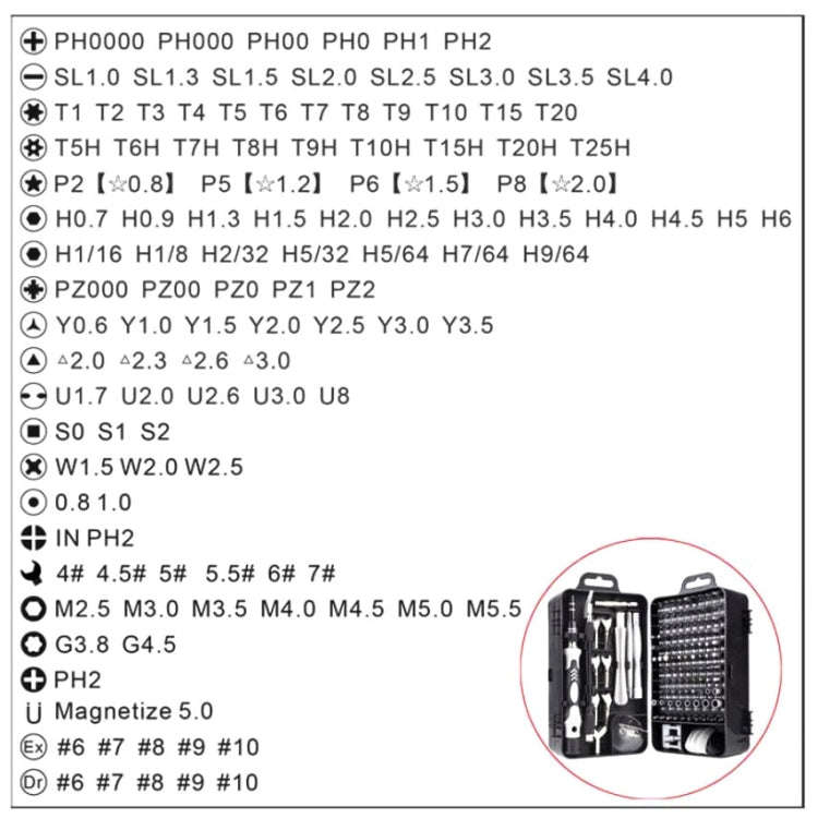 135 in 1 DIY Mobile Phone Disassembly Tool Clock Repair Multi-function Tool Screwdriver Set(Black...