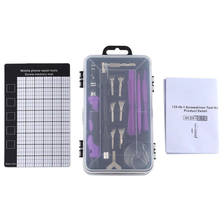 135 in 1 DIY Mobile Phone Disassembly Tool Clock Repair Multi-function Tool Screwdriver Set(Black...